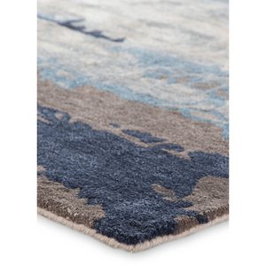 Alfombra Genesis Azul de Lana y Viscosa Hecha a Mano con Técnica Jacquard Abstracta, Diseño Rectangular a Rayas para Pasillo, para el Hogar, Taq-4304 4m - Product Image 4