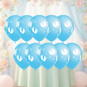 Ballons de fête bleus avec empreintes de pieds, lot de 12, pour décoration de baby shower - Product Image 3