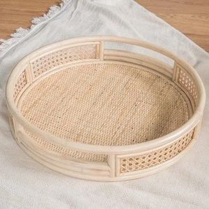 Plateau de service en rotin écologique de conception de qualité standard en bois naturel avec forme de taille tendance pour l'utilisation de restaurants d'hôtel à la maison - Product Image 4