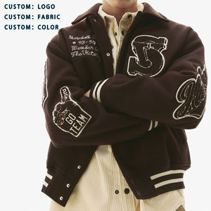 Chaqueta universitaria para hombre, ropa de calle Vintage, chaquetas con letras, chaqueta de béisbol Bomber con cuello vuelto gráfico, Unisex - Product Image 1