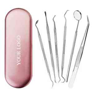 6 uds instrumentos quirúrgicos dentales de acero inoxidable Kit Oral instrumentos de examen Dental, escaladores, pinzas, espejo - Product Image 5