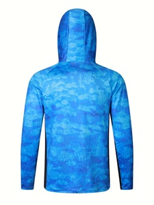 เสื้อเชิ้ตผู้ชายผ้าโพลีเอสเตอร์ระบายอากาศ แห้งเร็ว แขนยาว มีฮู้ด ป้องกันแสงแดด พร้อมหน้ากาก  แฟชั่นสำหรับตกปลา - Product Image 2