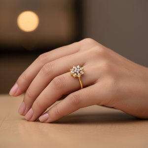 แหวนทองประดับเพชรรูปดอกไม้สุดหรูสำหรับผู้หญิง งานแต่งงาน งานหมั้น ของขวัญ - Product Image 6