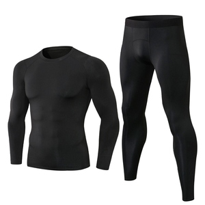 Polyester Quick Drying Seamless Waterproof Sportswear 4 Way Stretch <b>Mens</b> <b>Compression</b> <b>Tights</b> Base Layer Set <b>for</b> Training - Product Image 2