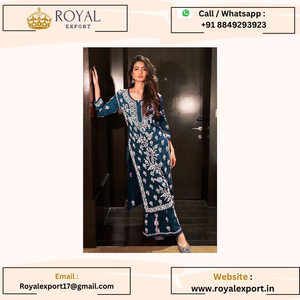 ผ้าเรยอนหนา 14 กก. พร้อมงานปักสวยงาม Kurti พร้อมชุด Palazzo - Product Image 2