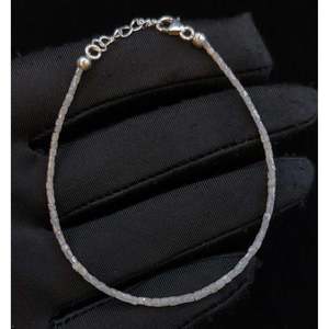 Bracelet en diamant blanc avec perles tubulaires facettées de 1,5 à 2,5 mm, bracelets et joncs 100 % naturels - Product Image 1