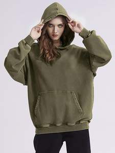 Sweat à capuche unisexe vintage de haute qualité 400 GSM en molleton épais coupe classique avec logo personnalisé motif uni pour tenue décontractée hiver - Product Image 6