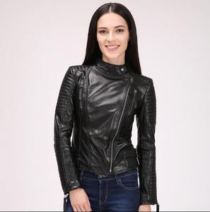 2025 abrigo de piel de oveja auténtica para mujer, chaqueta de cuero genuino para mujer, abrigo ajustado a la moda, ropa de cuero de Motor para mujer - Product Image 1