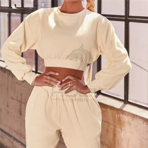Combinaison de sport 2 pièces pour femmes, entraînement de fitness actif, ensembles de gym à manches longues avec logo avant, motif solide, vêtements de mode grande taille - Product Image 5