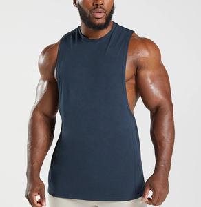 YLS, camisetas sin mangas informales para hombre, superventas, algodón transpirable sólido, cuello redondo, Camiseta básica a rayas para Fitness - Product Image 1