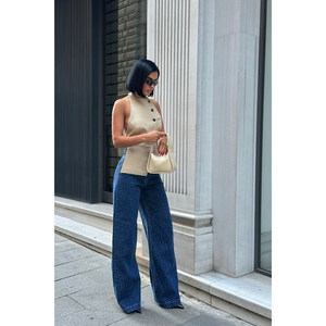 Jeans de Mujer con Estampado de Leopardo Azul Marino - Product Image 4