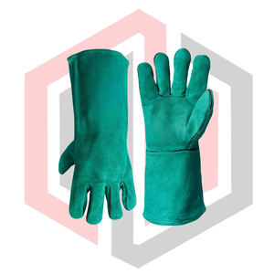 Green Custom Material Welding <b>Gloves</b> 7 oz Thick <b>Knit</b> Wrist Powder-Free Dire Fighter Tear Resistant Tig Mig Stick Heat <b>Gloves</b> - Product Image 4