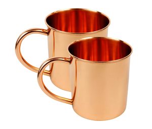 Mug en cuivre pur moderne pour Moscow Mule, tasse à cocktail martelée à la main avec poignée en laiton, cadeaux d'affaires dans une boîte cylindrique - Product Image 3