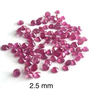 1.25mm 1.5mm 2.5mm Natural Ruby Stone Faceted Round Diamond Cut Gemstone Wholesale Brilliant Rounds Star Melee Rubies Jewelry