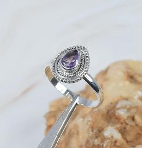 Amatista piedra preciosa mejor diseño hecho a mano clásico cabujón anillo 925 sólida plata esterlina 925 Plata estampada joyería de plata de moda - Product Image 4