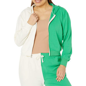 Fashionable Women's Cropped Short Hoodies Loose Solid Long Sports <b>Dresses</b> Hooded Collar for Winter Color Matching <b>Stitching</b> Tops - Product Image 1