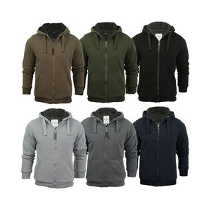 Wholesale Men's Winter Sherpa Lined Eco-Friendly & Breathable Thick Thermal <b>Zip</b>-Up <b>Hoodie</b> with Split Kangaroo <b>Pocket</b> - Product Image 2