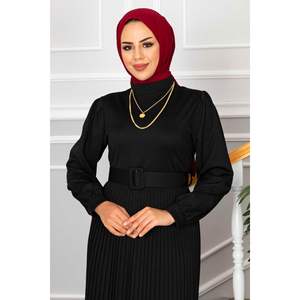 Esila <b>Skirt</b> <b>Pleated</b> Hijab Dress <b>Black</b> - Product Image 4