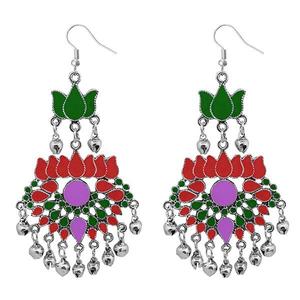 Tip <b>Top</b> Fashions Meenakari Rhodium Plated Afghani <b>Earrings</b> 1311040K Fashionable and Stylish Jewelry - Product Image 1