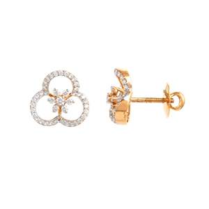 Pendientes elegantes de oro amarillo de 18 quilates con diamantes VVS1 EF 0.692 Cts, diseño de flores seductoras, joyería de lujo certificada para mujer - Product Image 1
