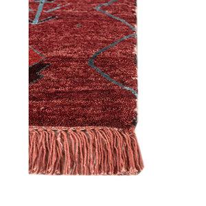 Freedom Manchaha Large Area Geometric Wool Bamboo <b>Silk</b> Rugs Hand Knotted <b>Red</b> Orange Rectangle Hallway Design for Teens' Home - Product Image 4