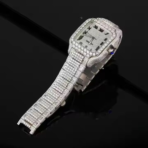 Montres en moissanite faites à la main en gros, testées au diamant, montres de luxe pour hommes, boîtier en acier inoxydable de haute qualité, céramique Shanghai - Product Image 3