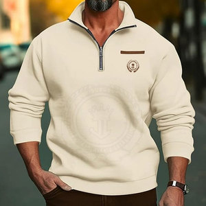 เสื้อแจ็คเก็ตผู้ชายไซส์ใหญ่ แห้งเร็ว เป็นมิตรกับสิ่งแวดล้อม ระบายอากาศได้ดี แบบลำลอง ซิป ¼  พร้อมโลโก้ด้านหน้า บริการ OEM ใส่สบายในฤดูหนาว สำหรับผู้ใหญ่ - Product Image 2