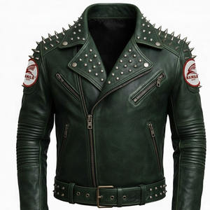 Chaqueta de Cuero Personalizada Más Popular, Chaqueta de Cuero Genuino de Piel de Vaca Natural para Hombre, Manga Larga, Chaleco de Motociclista a la Moda. - Product Image 2