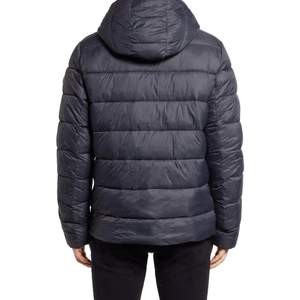 Veste matelassée d'hiver pour homme en gros avec logo, veste à bulles violette, col montant, tissu en cuir, impression personnalisée, livraison DDP - Product Image 5