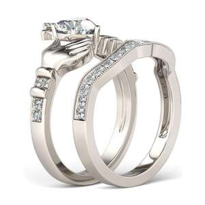 Ensemble de bagues couronne Claddagh en argent sterling Jeulia pour mariage - Product Image 3