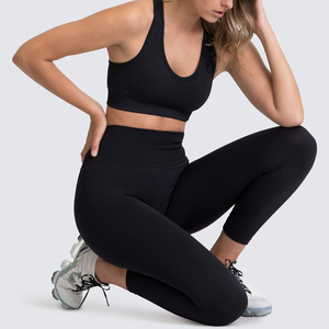 Conjunto de Yoga sin costuras de secado rápido para mujer, Reversible Sujetador deportivo, mallas, camisetas deportivas transpirables, pantalones, patrón sólido XS - Product Image 5