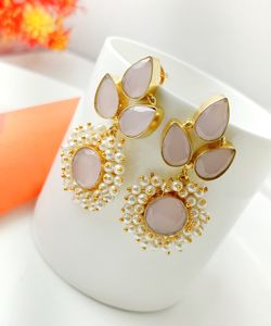 Classic <b>Long</b> Drop Leaf <b>Earrings</b> Handcrafted Contemporary Brass Wedding Jewelry for Women and Girls for Parties - Product Image 4