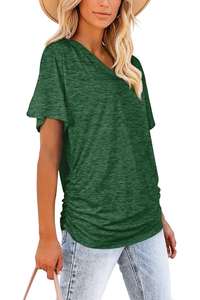 Camiseta de mujer Lisa supersuave manga corta talla grande ropa de yoga señoras logotipo personalizado venta al por mayor - Product Image 3