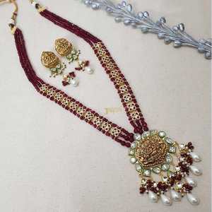 <span class=keywords><strong>Ruby</strong></span> đền mỹ trang sức dài mặt dây chuyền thiết lập với bông tai mạ vàng có tính năng Zircon và ngọc trai nước ngọt cho các bên hoặc quà tặng - Product Image 3