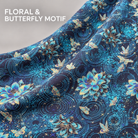 Tissu Jacquard Texturé Bleu Marine à Motifs Floraux et Papillons pour Robes, Rideaux, Nappes, Sacs et Décoration Intérieure – Vente en Gros