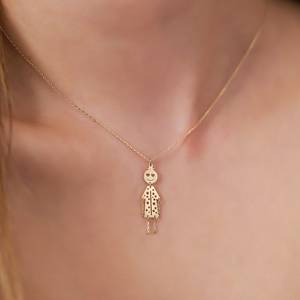 Collier en argent sterling 925 en or vermeil 18 carats pour fille, breloque heureuse fantaisiste avec des yeux en coeur, bras et jambes en mouvement, cadeau ludique pour elle - Product Image 4