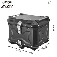 45L Usine Directe Moto Top Box En Alliage D'aluminium Boîte De Queue Universelle