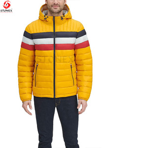Veste jaune personnalisée avec doublure multiple Vestes bouffantes pour hommes Veste/manteaux à capuche rembourrée pour hommes - Product Image 5