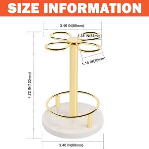 Soporte para cepillos de dientes de metal con base de mármol, organizador de baño, almacenamiento y colección - Product Image 3