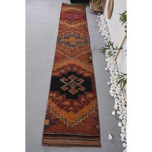 Alfombra Turca, Alfombra de Pasillo de 2x11 pies, Alfombra Sólida Marrón Herki - Product Image 1