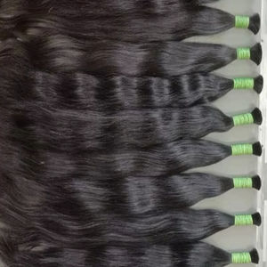Extensiones de cabello humano virgen dibujado solo Remy ondulado natural de alta calidad Color negro - Product Image 1