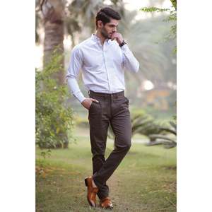 SCATE 100% Cotton Chino Pant All Seasons Customizable Logo Anti-Wrinkle <b>Khaki</b> Side Pockets Lightweight Straight <b>Men's</b> Trousers - Product Image 2