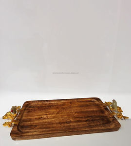 LUXURY CRAFTS Vente en gros Plateau de service décoratif en bois d'acacia avec poignées Plateau de lit petit-déjeuner à un prix abordable - Product Image 6
