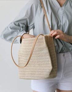 Sac fourre-tout en paille pour femmes grande capacité Shopping fourre-tout bohème sac à bandoulière voyage sac de plage avec doublure OEM - Product Image 2