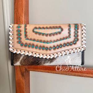 New Arrival <b>Real</b> <b>Leather</b> Cowhide Fur Clutch Hand Tooled Carving <b>Leather</b> New Collection Women's Clutch Stylish Multi Uses Clutch - Product Image 1