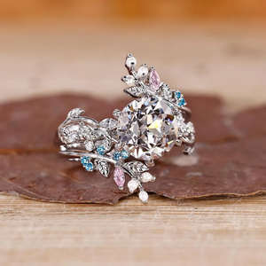 Ensemble de bague de fiançailles en or plaqué avec diamant de culture CVD taille radiant de 1 à 3 carats certifié IGI, avec anneau ouvert pour un look élégant - Product Image 5