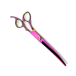 Tijeras de Peluquería con Soporte para Dedos, Tijeras de Salón con Tornillo Superior de Diseño, Recubrimiento de Color Titanio, Hoja Curva Afilada - Product Image 3