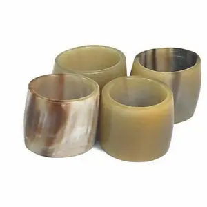 Servilleteros de cuerno forma redonda 100% anillos de servilleta de cuerno de vaca de búfalo Natural para fiesta para uso decorativo de mesa - Product Image 3