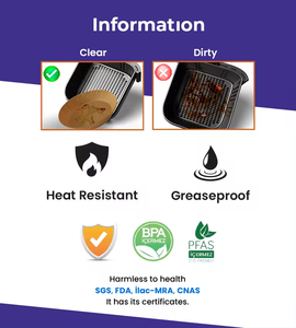 Papel para hornear Airfryer desechable, respetuoso con el medio ambiente, impermeable, a prueba de aceite, revestimiento de cartón elegante impreso para uso comercial, tarjeta de visita - Product Image 4