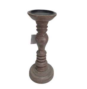 Vaisselle Décoratif Élégant Fer Et Bois Bougeoir Pilier Couleur Marron Style Moderne Bougeoir À La Main Personnalisé - Product Image 1